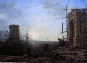 Gellee Claude,dit le Lorrain Harbour view at sunrise USA oil painting artist